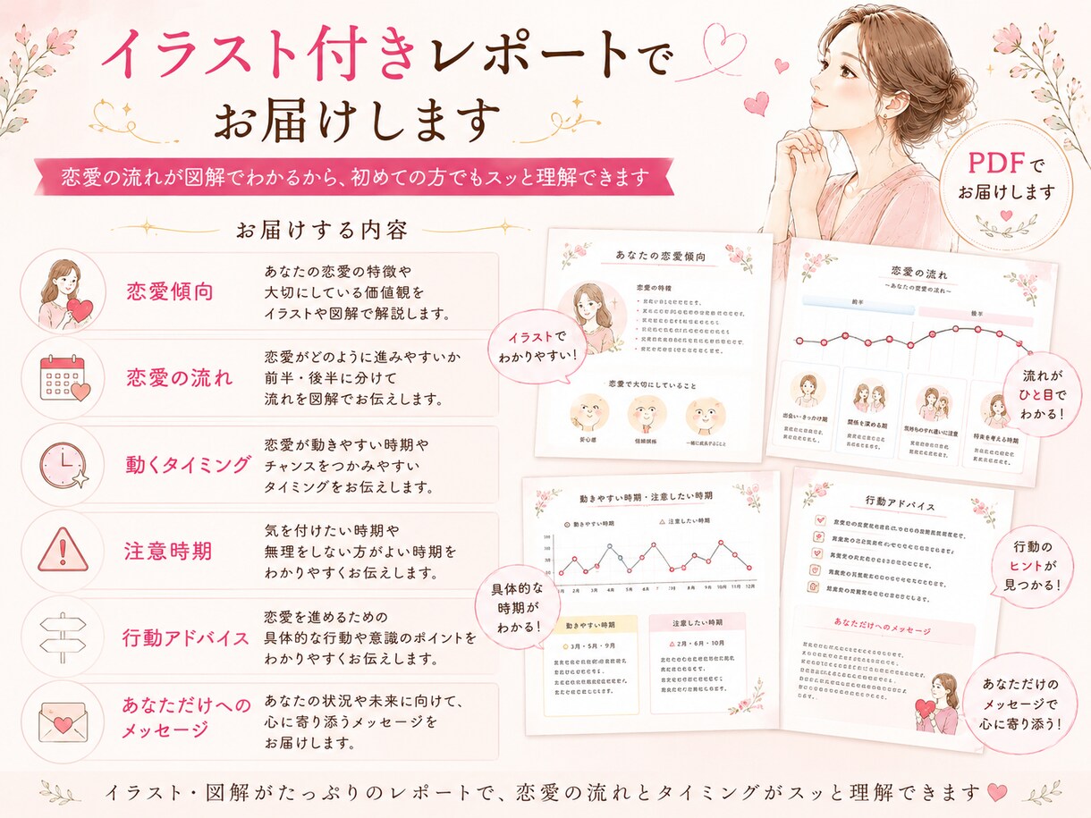 恋愛の流れと動くタイミングを図解付きで整理します 恋愛を当てるより、恋愛を整理する鑑定です イメージ3