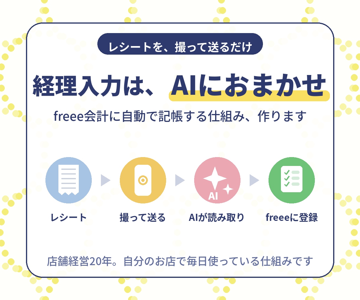 AIでfreee会計を自動記帳する仕組みを作ります レシートを撮って送るだけ。月末の経理入力から解放されます イメージ1