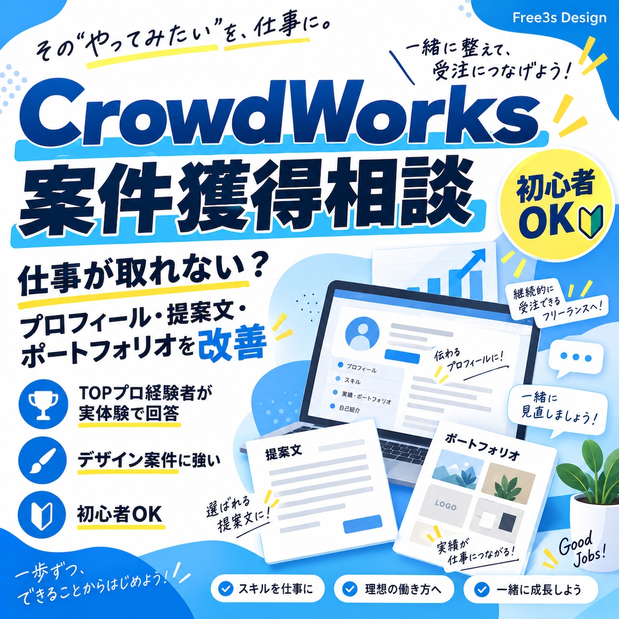 CrowdWorks案件獲得をアドバイスします TOPプロ経験者が提案文・プロフィールを改善します イメージ1