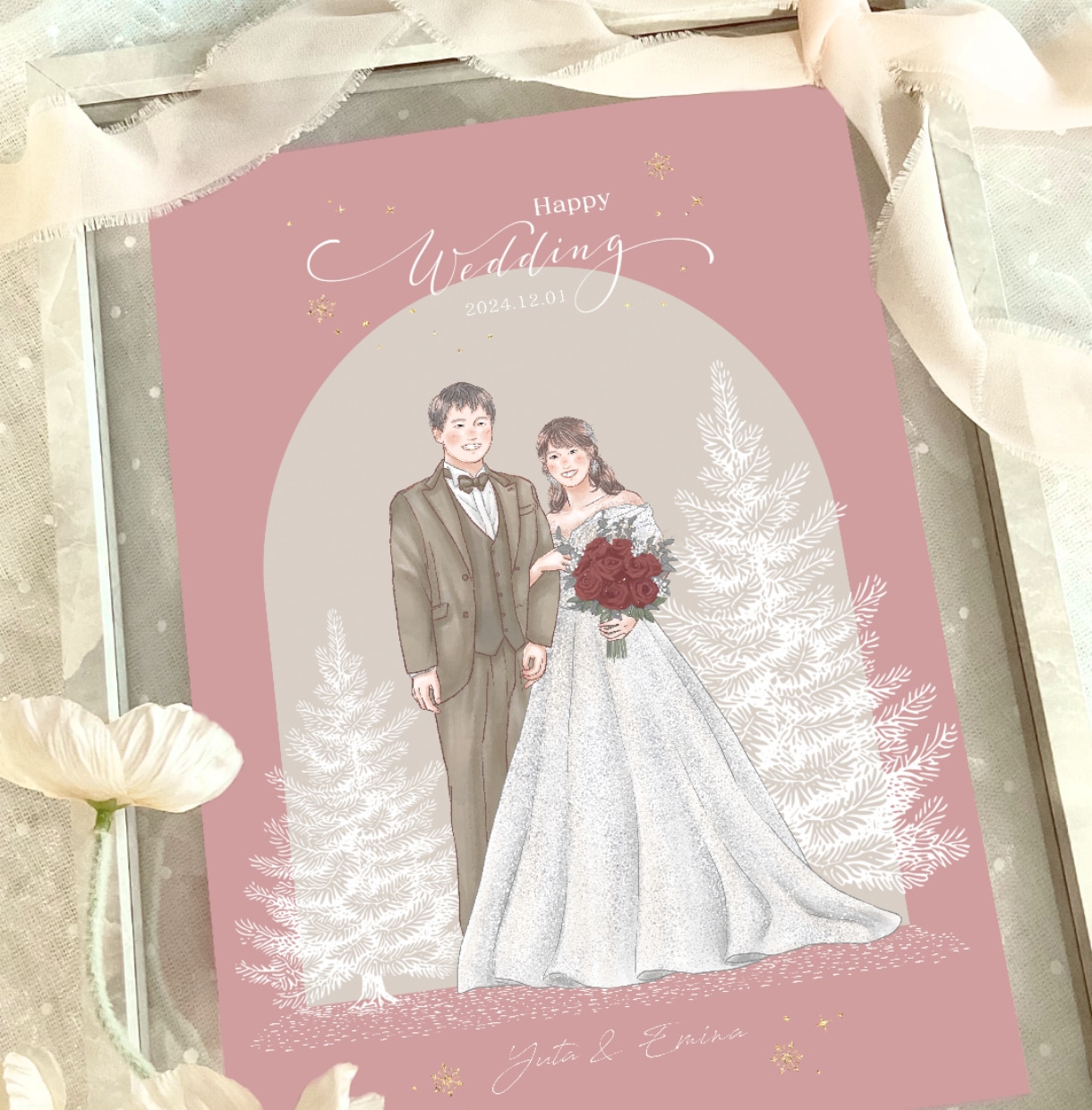 お花のような繊細で上品なイラストをお描きします 結婚式/似顔絵/ウェルカムボード/水彩風/ウェディング イメージ6