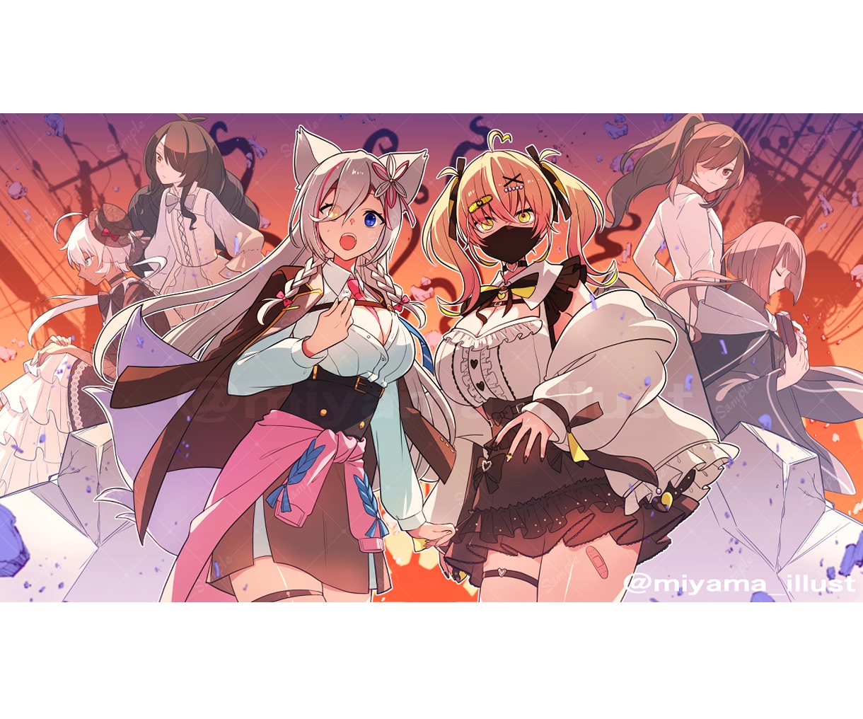 IRIAMの立ち絵や、歌ってみた等の一枚絵描きます アニメ塗り等、ご予算や納期に合わせた塗り方の提案も可能です！ イメージ5