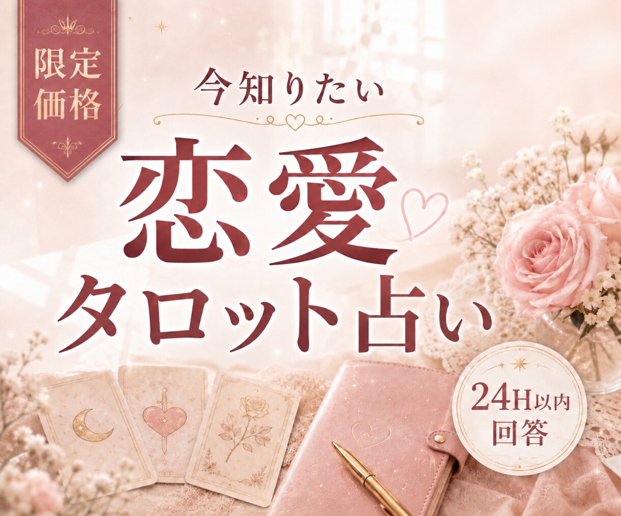 限定価格｜恋のお悩みを1つ　タロットで読みます 今知りたい相手の気持ち・片思い・復縁を24時間以内に回答 イメージ1