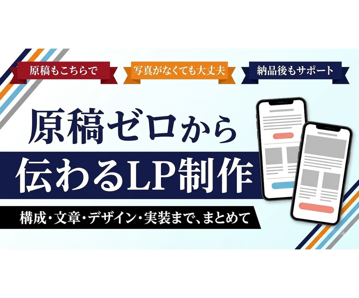 原稿ゼロから伝わるLPを制作します 文章が書けなくても大丈夫。原稿からこちらで作ります イメージ1