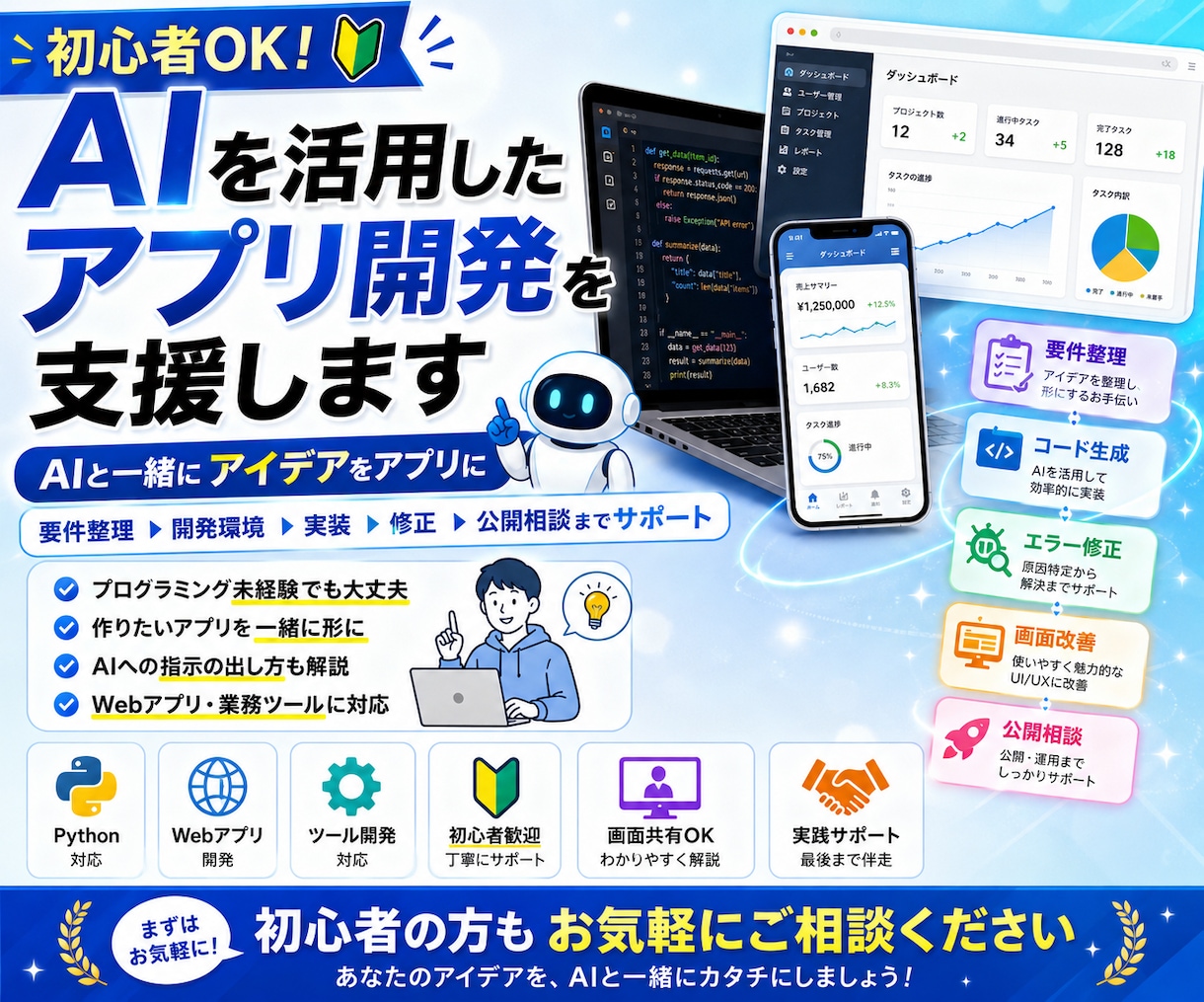 初心者OK！AIを活用したアプリ開発を支援します 用途に応じたAIの導入からアプリ開発までをトータルサポート イメージ1