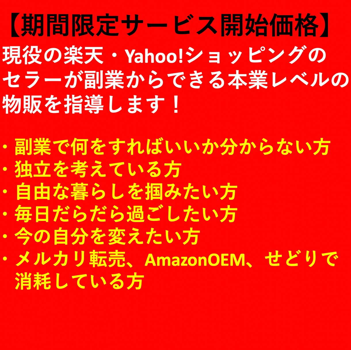 物販専門家が副業・本業レベルの物販を教えます 現役の楽天、ヤフーショッピングのセラーが最新の物販を指導 イメージ1