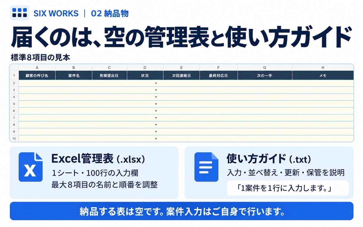 見積後の連絡日を管理するExcel表を作ります 返答待ちと次の一手を、1シートで確認 イメージ2