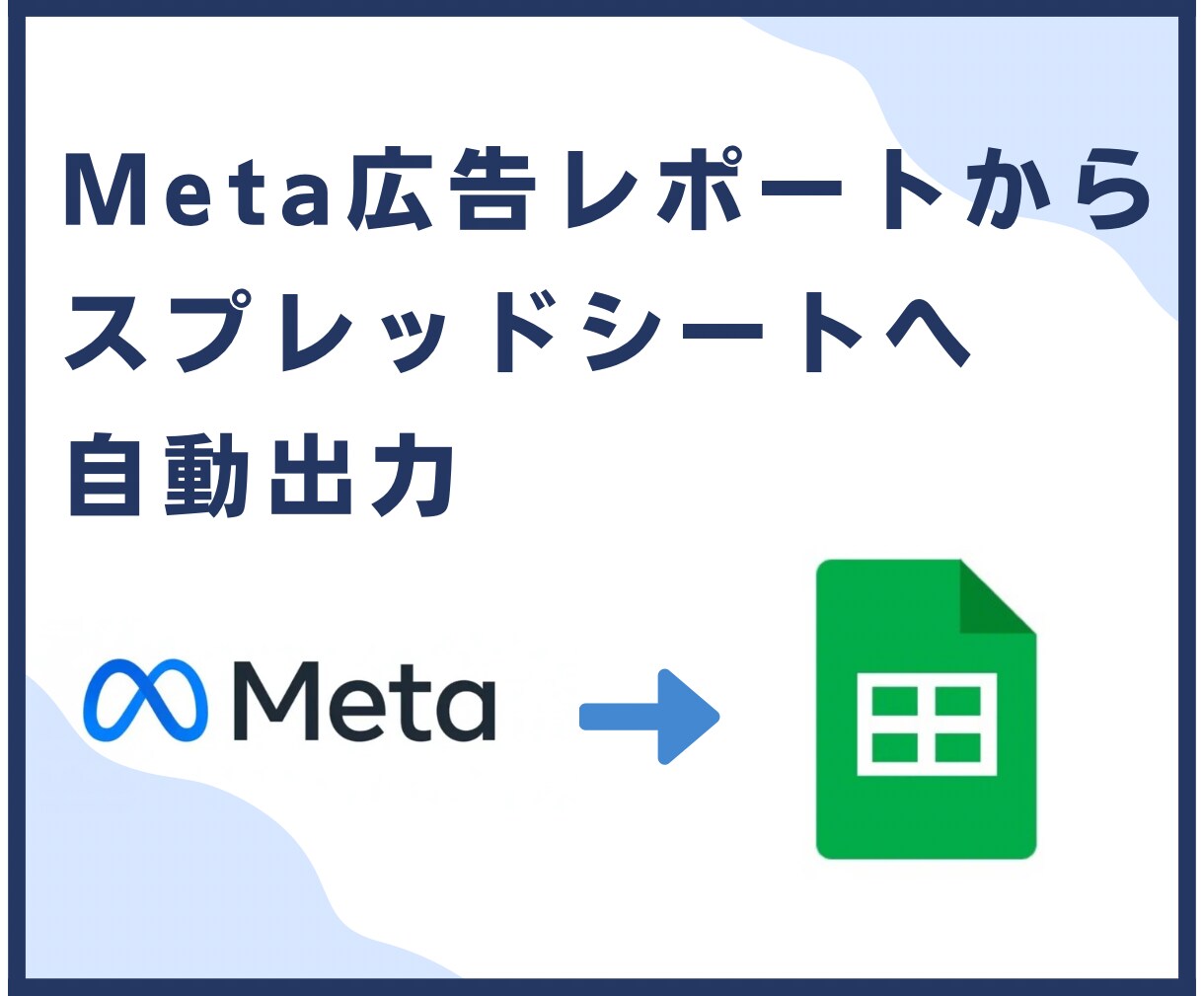 Meta広告数値をスプレッドシートへ自動取得します 日々の広告数値をスプレットシートに転記させる方法です イメージ1