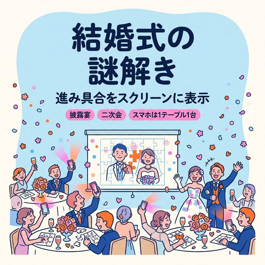 スクリーンと連動する結婚式の謎解きを作ります 各テーブルの進み具合をスクリーンに映せます｜披露宴・二次会 イメージ1