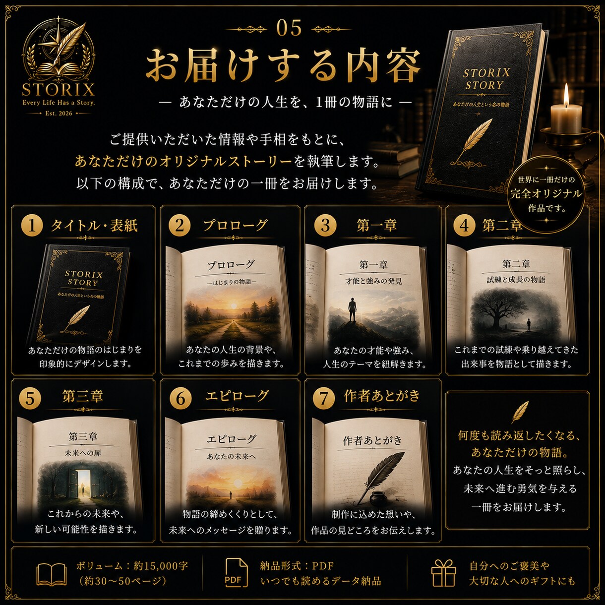 人生ストーリーを小説として執筆します もし、あなたの人生が一冊の本なら。今は、何章でしょうか。 イメージ5