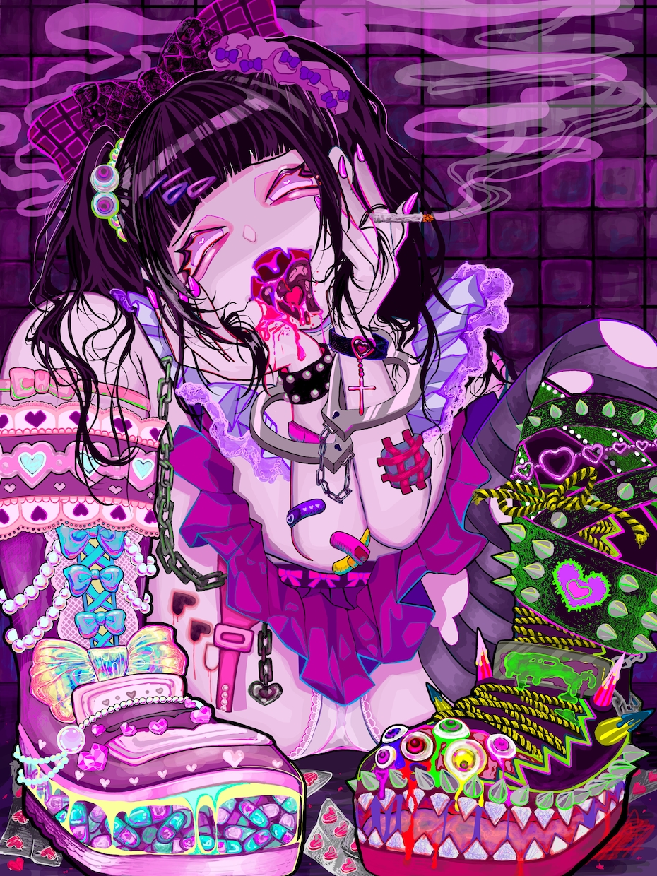 毒のあるかわいい女の子描きます 独自の毒々しくて危うい感じのかわいい女の子をお届けします。 イメージ1