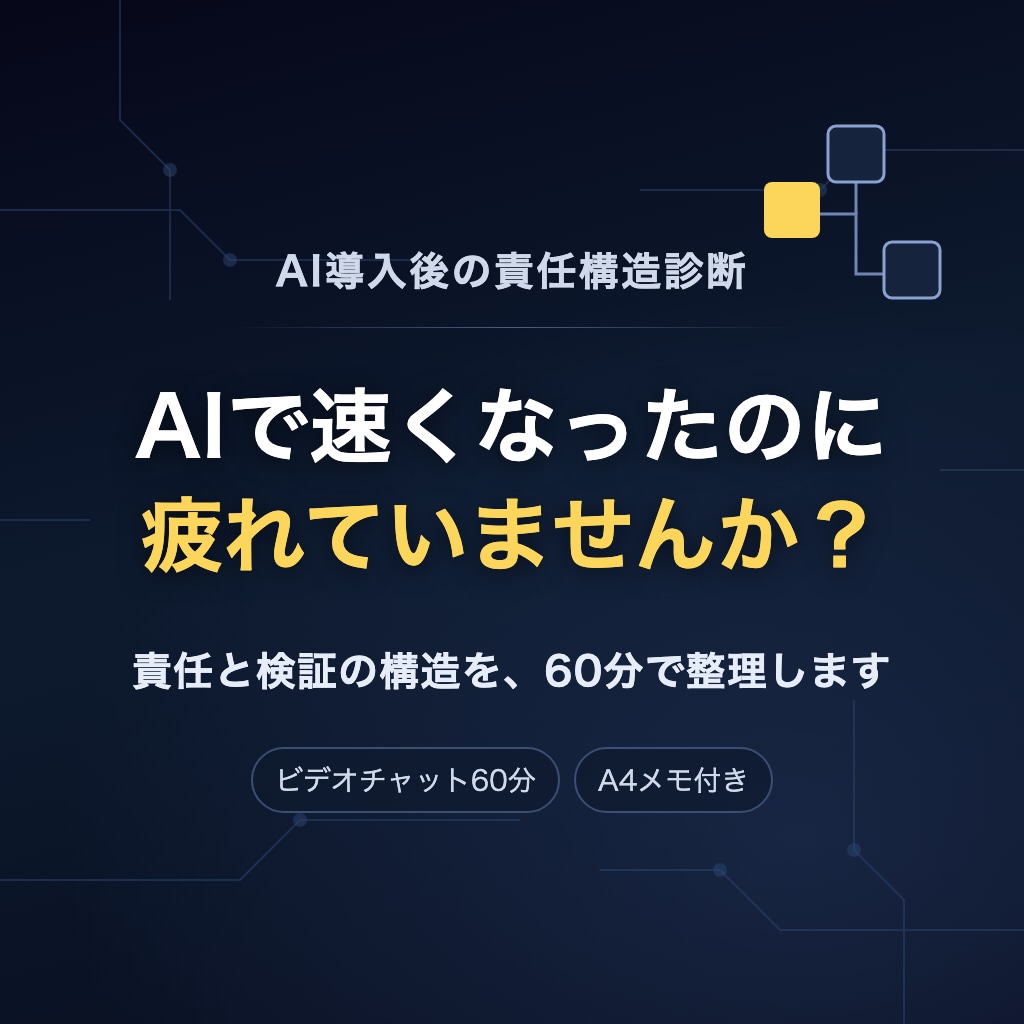 AI導入後の「責任と検証構造」を60分で整理します AIで速くなったのに疲れてませんか？ イメージ1