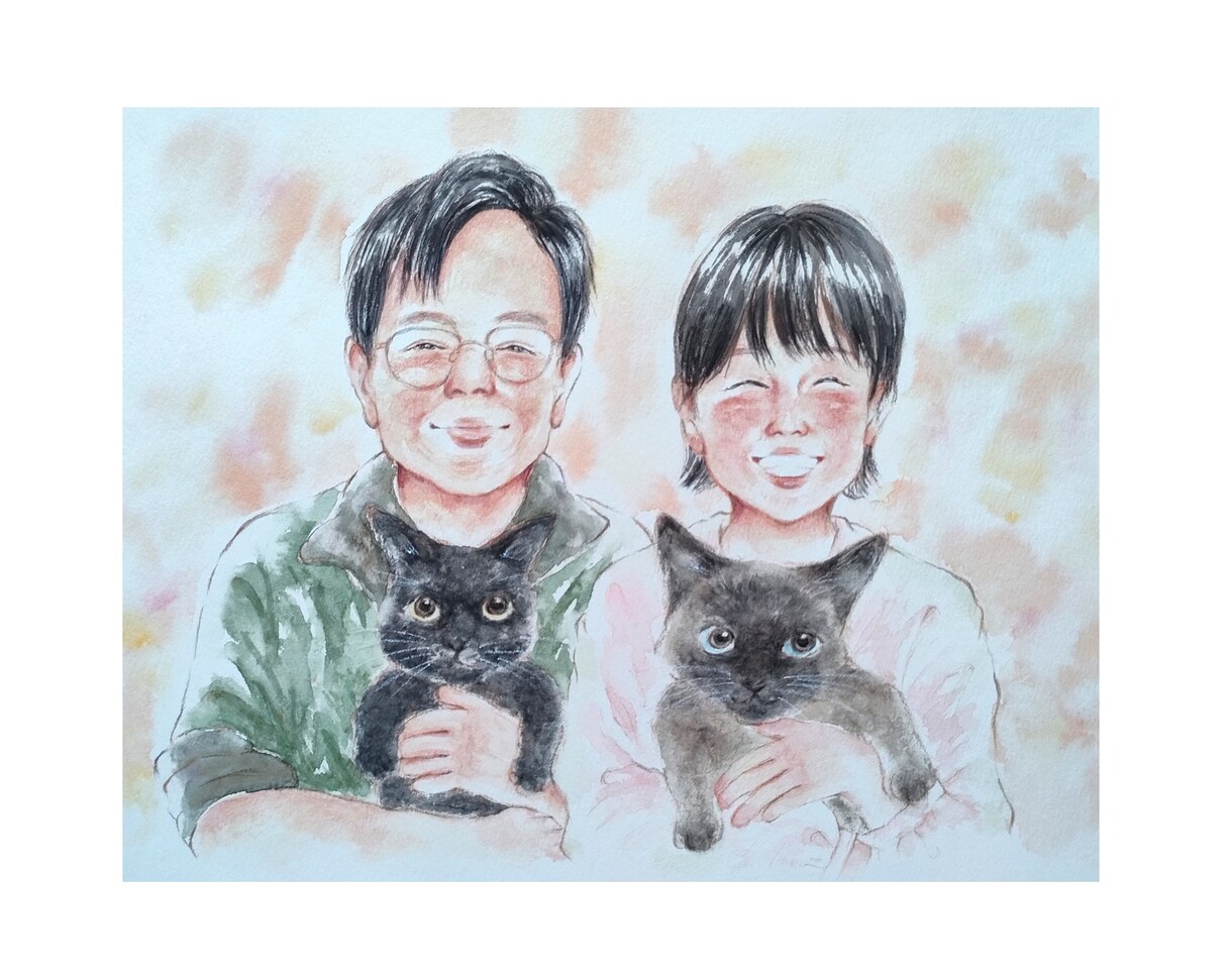 水彩で温かいタッチの似顔絵をお描きします 還暦祝いや米寿祝いにおすすめです✩A4サイズ イメージ2