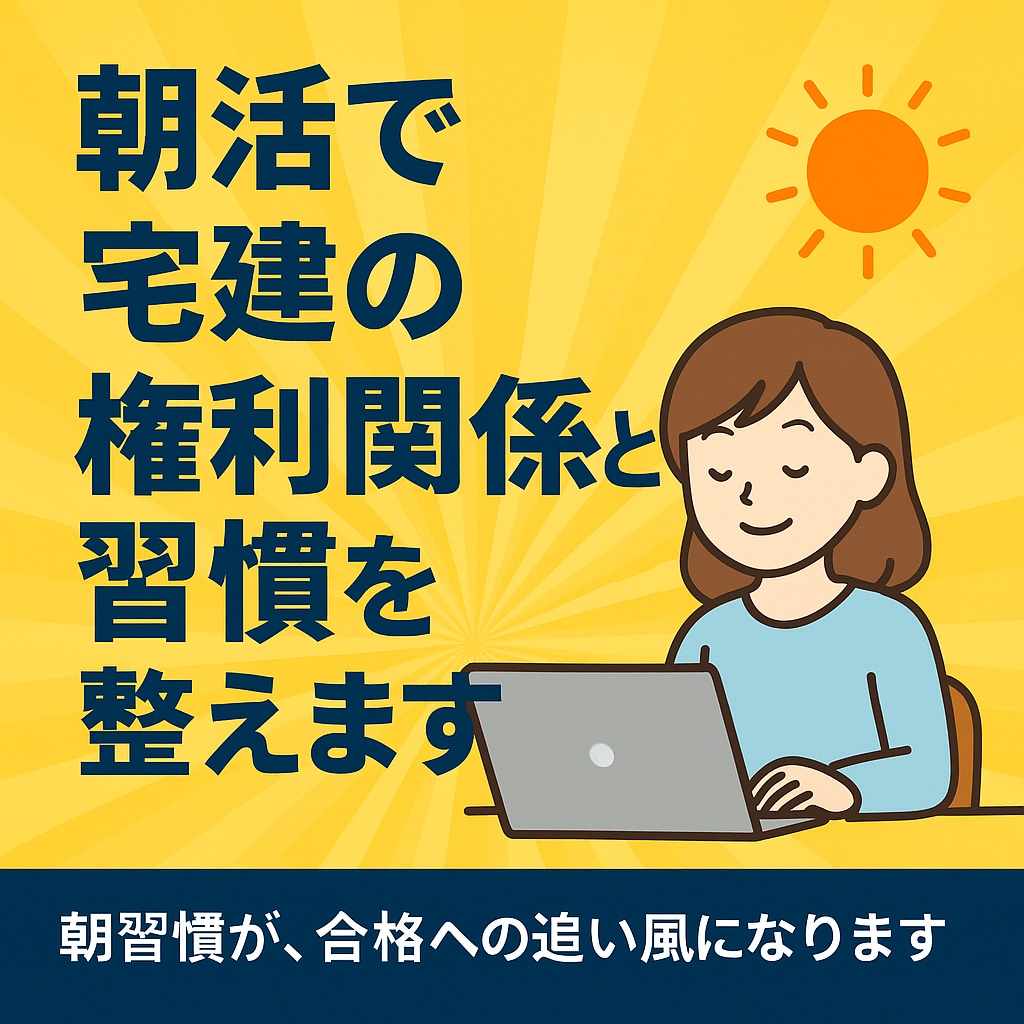 朝活で宅建の権利関係と習慣を整えます 朝習慣が、合格への追い風になります（単発パック） イメージ1