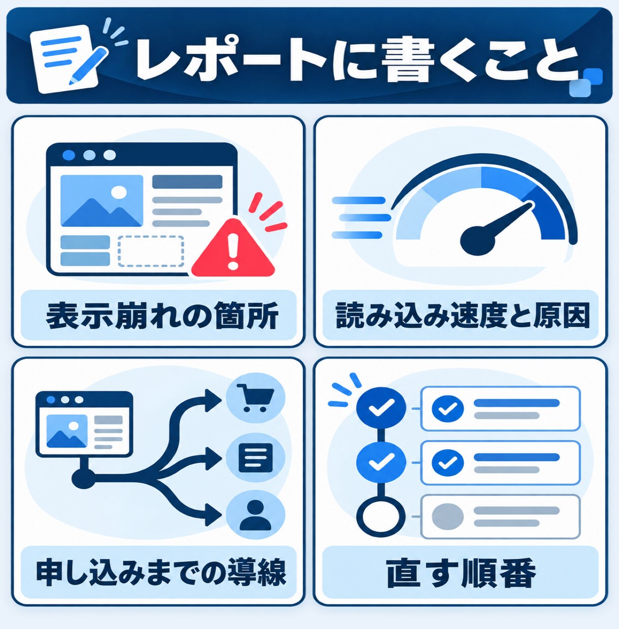 問い合わせが来ないLPの原因を診断します 実機で表示・速度・導線を確認しPDFでお渡し イメージ4