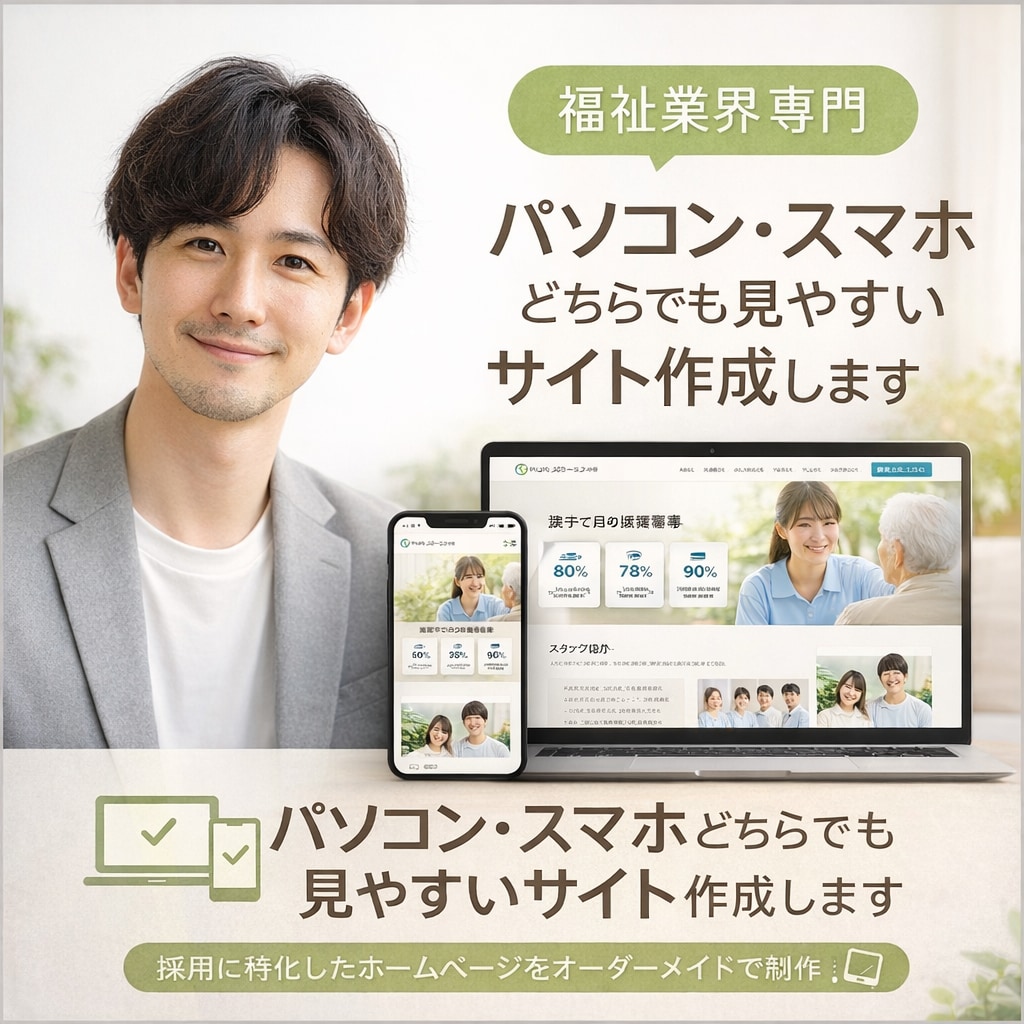 採用特化型ホームページ(福祉業界向け)制作をします 現場経験×採用課題を理解した構成で採用に強いHPを作成します イメージ1