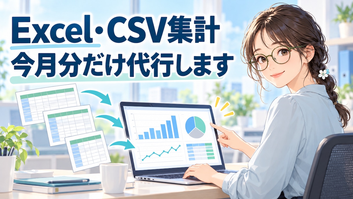 Excel・CSVの集計を一回分代行します 毎月の転記・集計を、今月分だけお手伝いします イメージ1