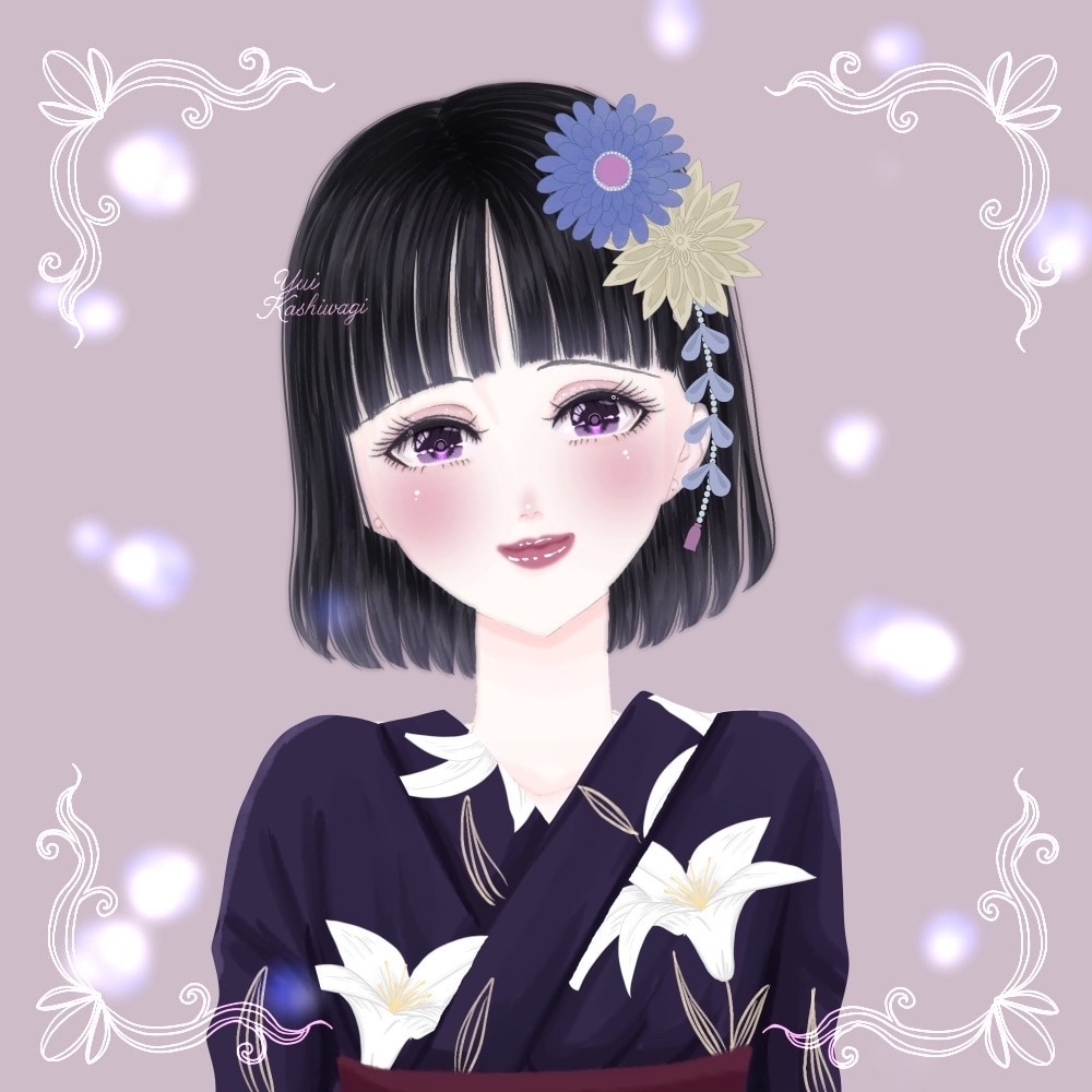 セミオーダー浴衣バストアップアイコン描きます 儚い・可愛い・色気のある和風アイコン／髪型・カラー変更OK イメージ3