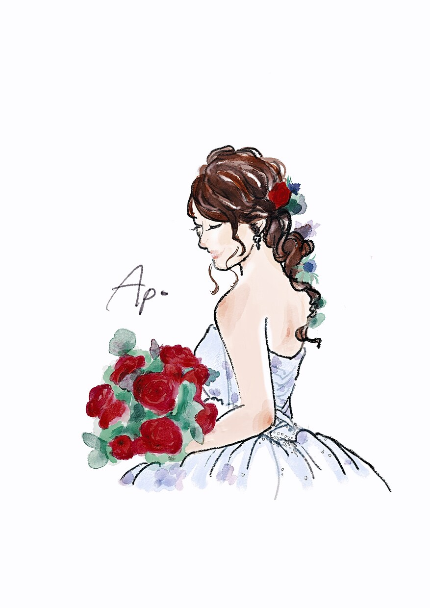 結婚式や前撮りの思い出をイラストにします 思い出の写真をもとにイラストにします イメージ5