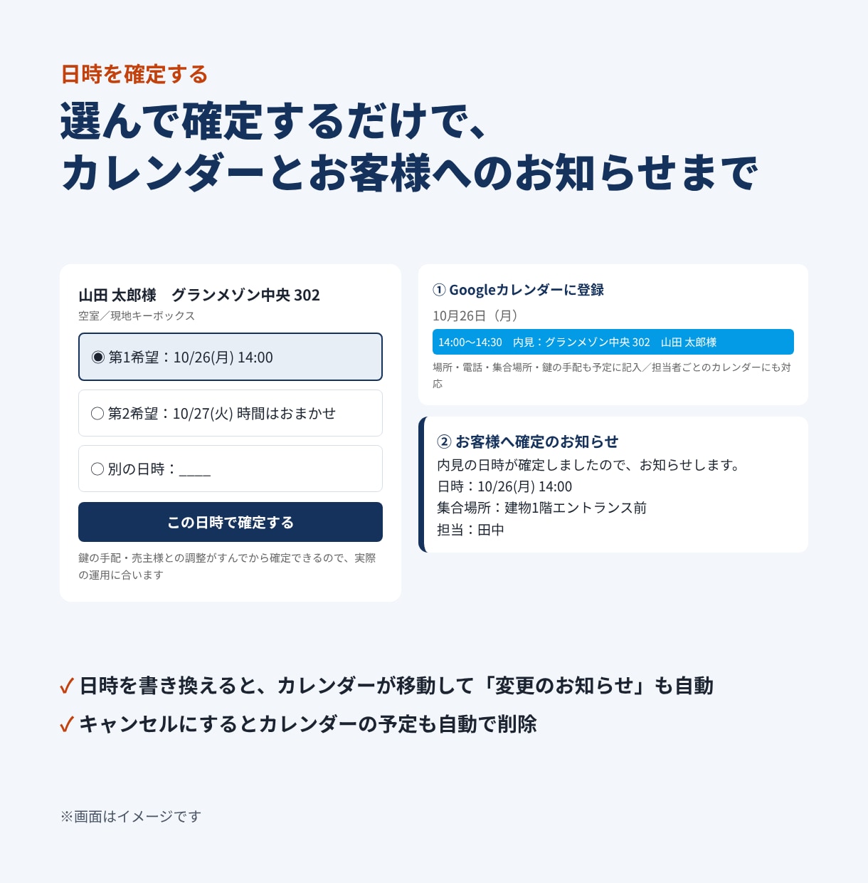 不動産会社の内見予約を自動化します 第3希望まで受付→確定でカレンダー登録まで イメージ4