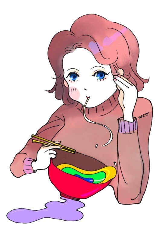 食べ物とかわいいキャラを描きます キャラクターが好きな食べ物を食べるシーンをイメージ イメージ4