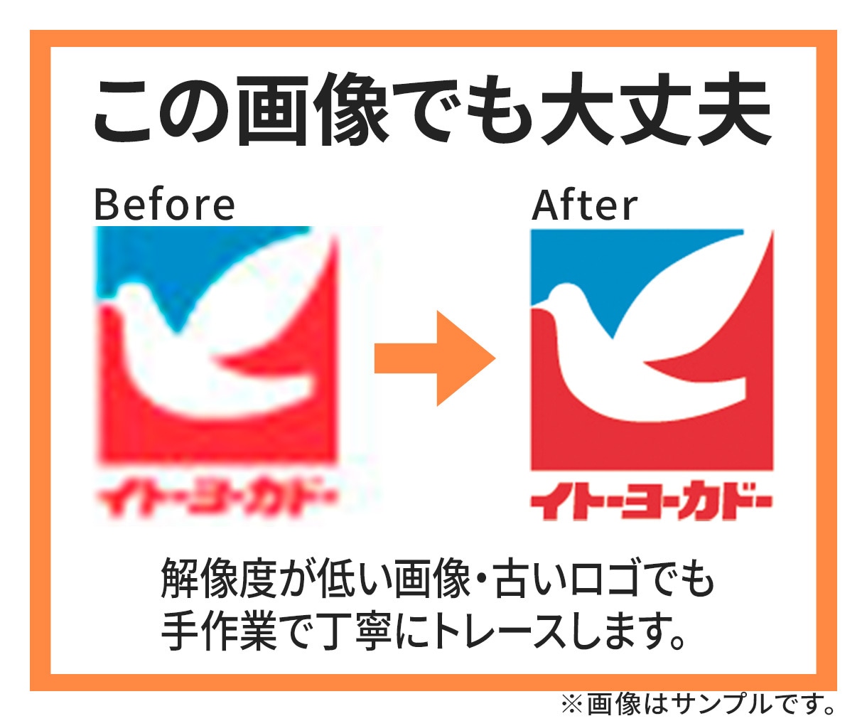粗い画像やイラスト、ロゴをAiデータ化します ぼやけた写真、画像、イラストをAiデータで使いやすく イメージ2
