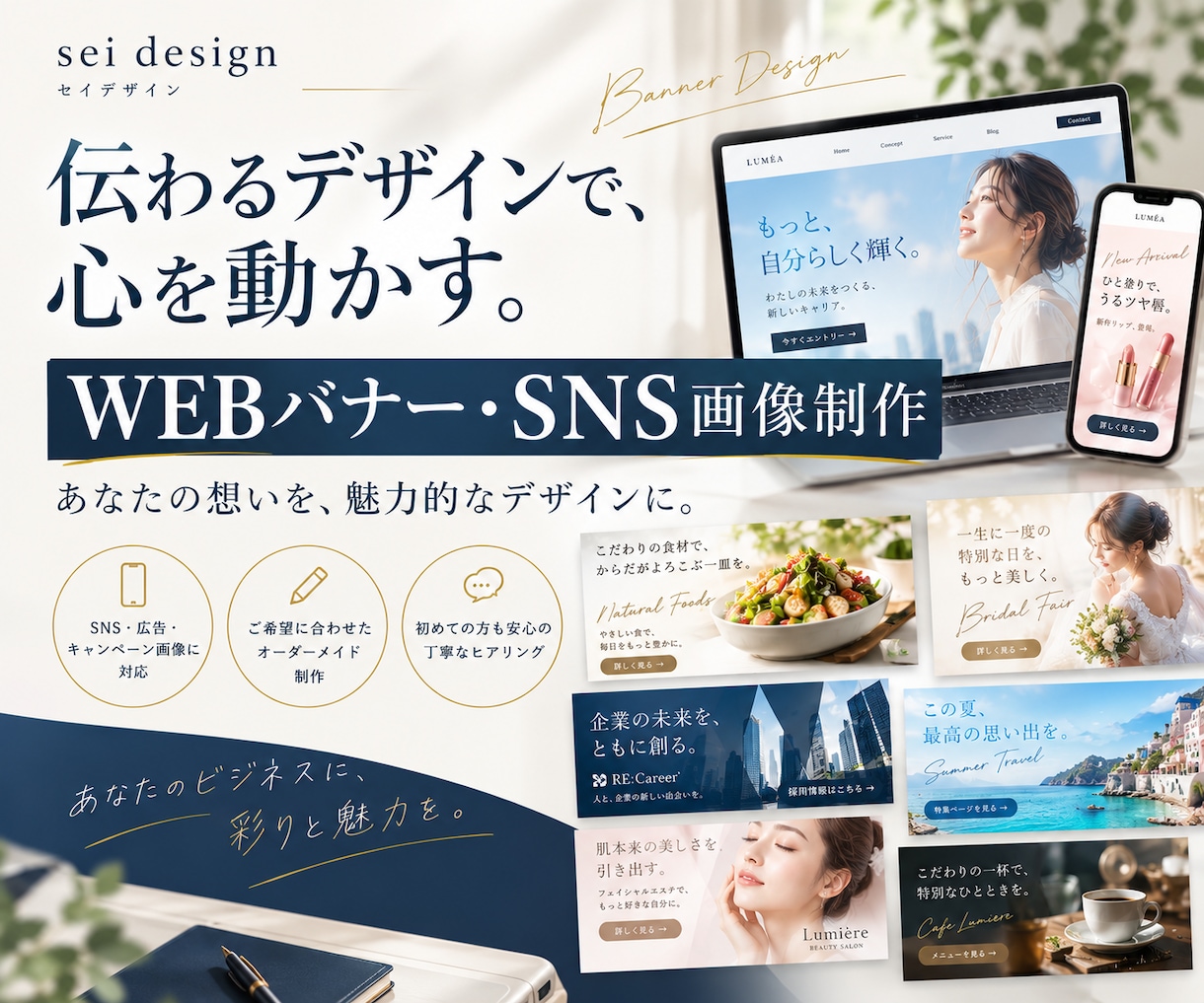 目を止めるSNS・Webバナーを制作します AIを活用し、商品の魅力が伝わるバナーを丁寧に制作します イメージ1