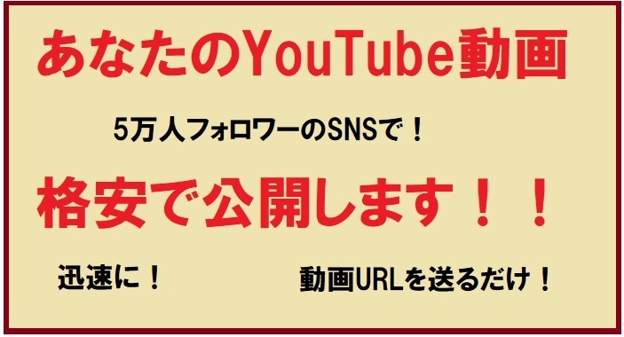 作成動画を5万いいねのSNSで格安公開します インフルエンサーがユーチューバーの再生数増をアシスト！ イメージ1