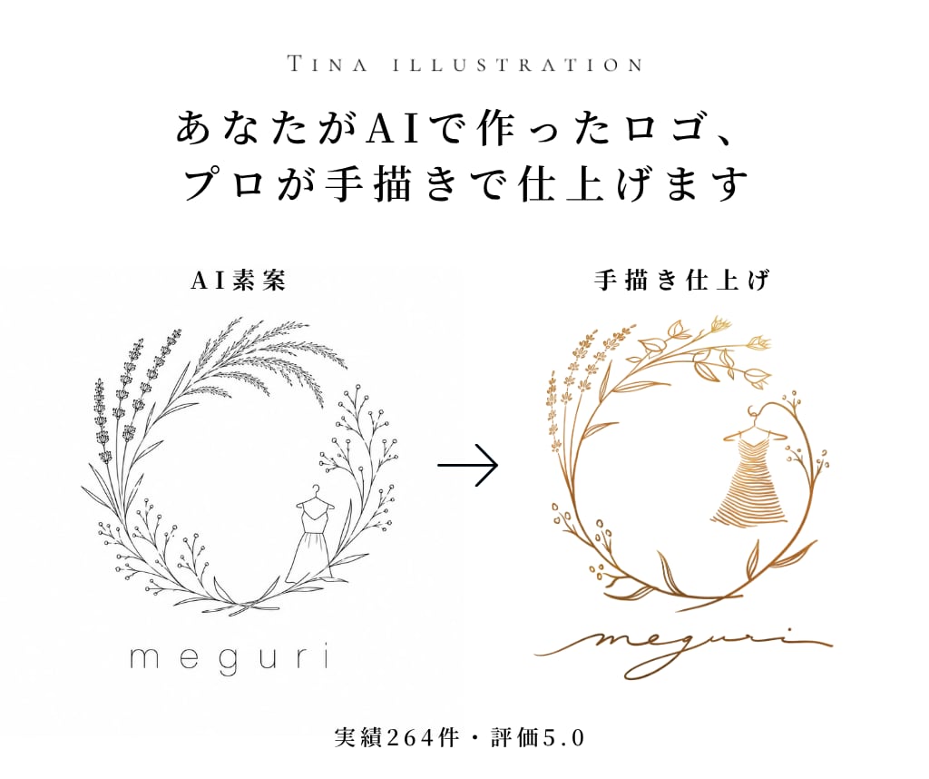 手書きロゴ｜AI素案をプロが手描きで仕上げます 個人事業主・開業の方の想いを、温かみと洗練で唯一無二のロゴに イメージ1