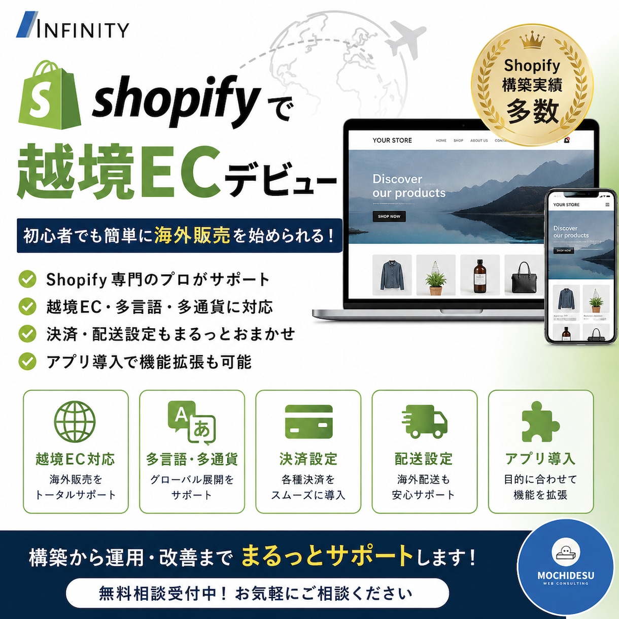 日本の商品を世界へ届けるネットショップを構築します 自分で更新したい方でも安心 公開後もサポートします。 イメージ1