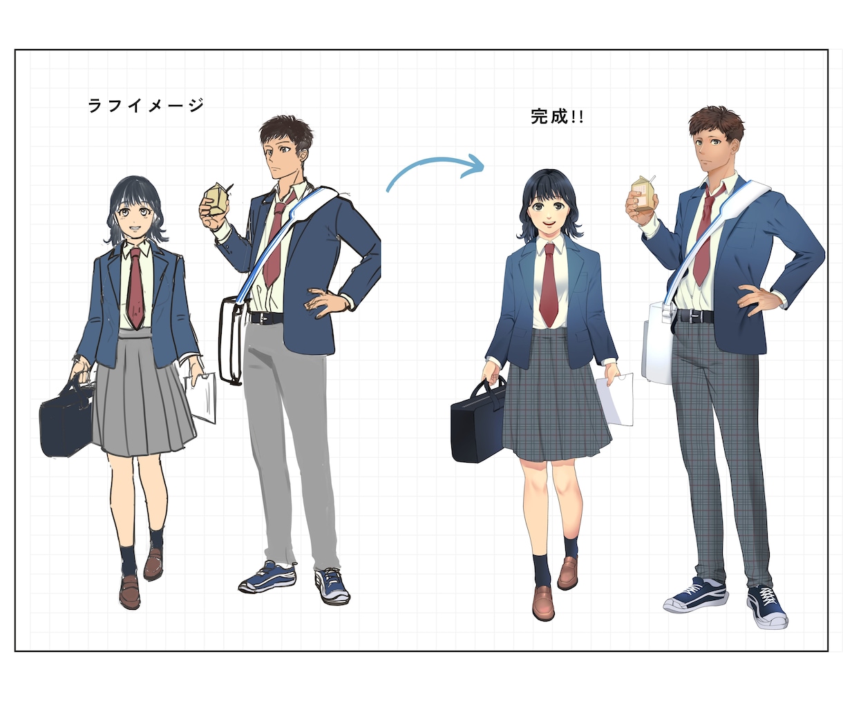 立ち絵制作【スーツ・制服】商用利用できます ビジネスシーンで使いやすい頭身高めのイラスト イメージ2