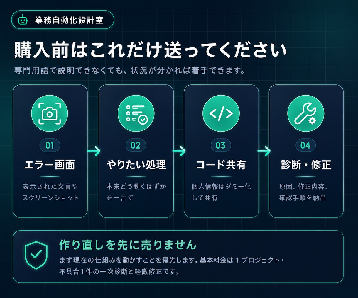 前任者が作った止まったGASを復旧します エラー画面だけで一次診断｜原則24時間以内に返信 イメージ3