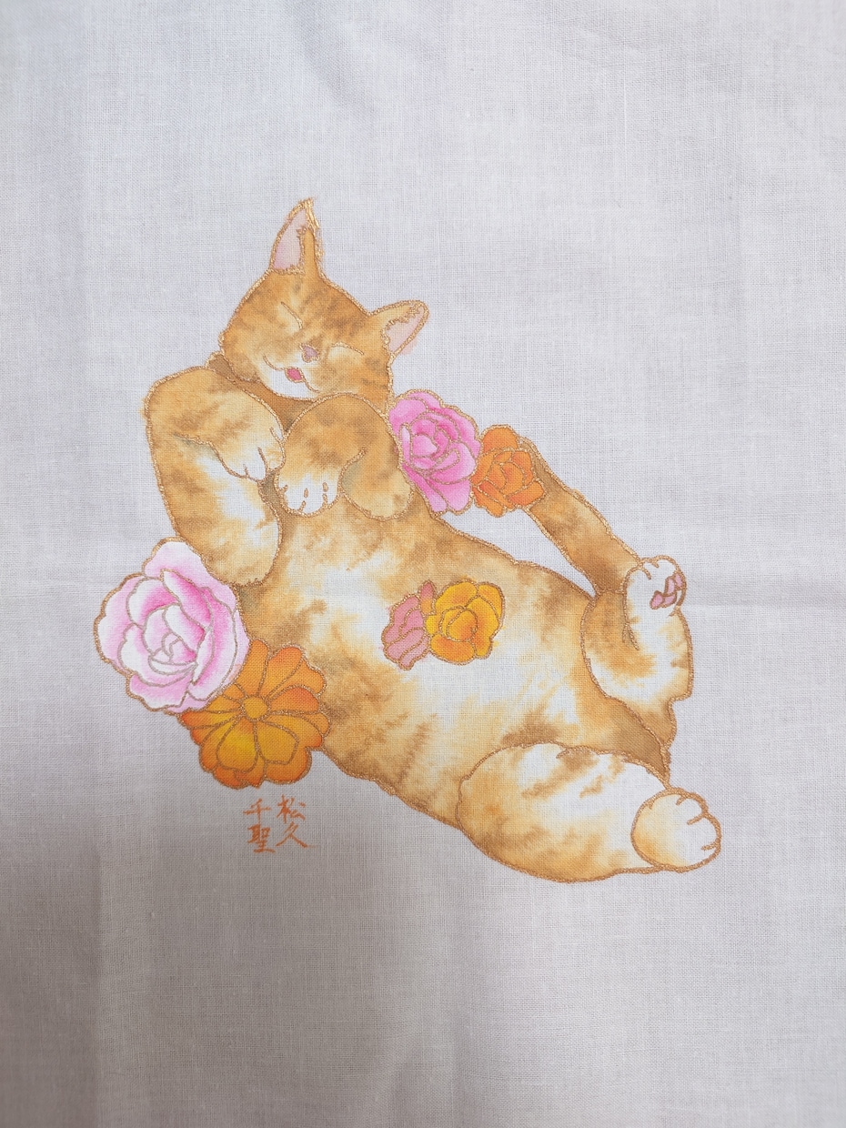 うちの子ハンカチ 猫 ちゃん 記念品の制作します お写真をもとに、ペットの表情や雰囲気を大切に描きます イメージ1
