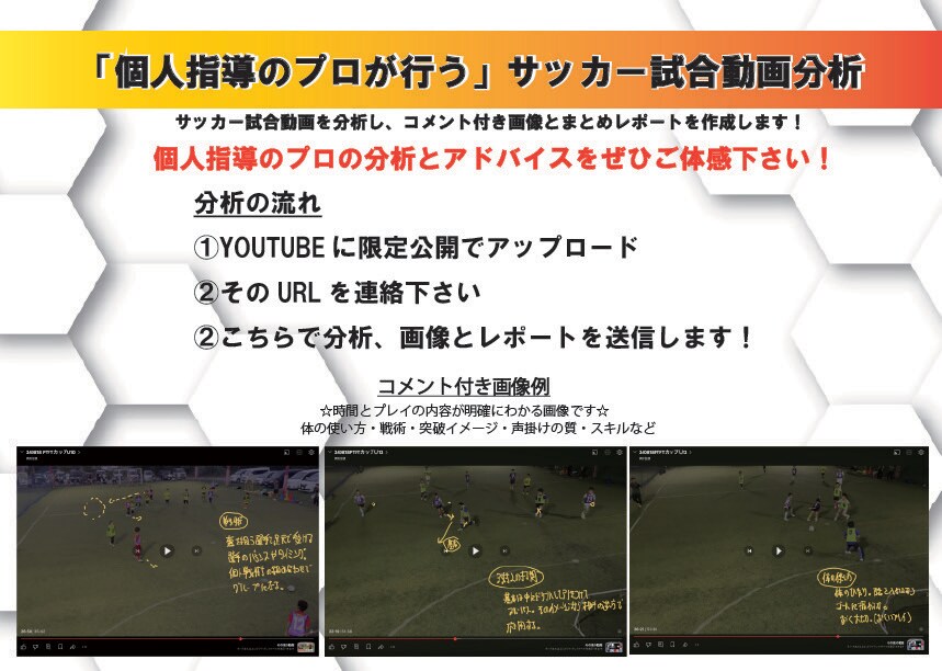 サッカー試合動画分析します 個別指導のプロ(PTFT.FCクラブ代表)の直接分析！ イメージ1