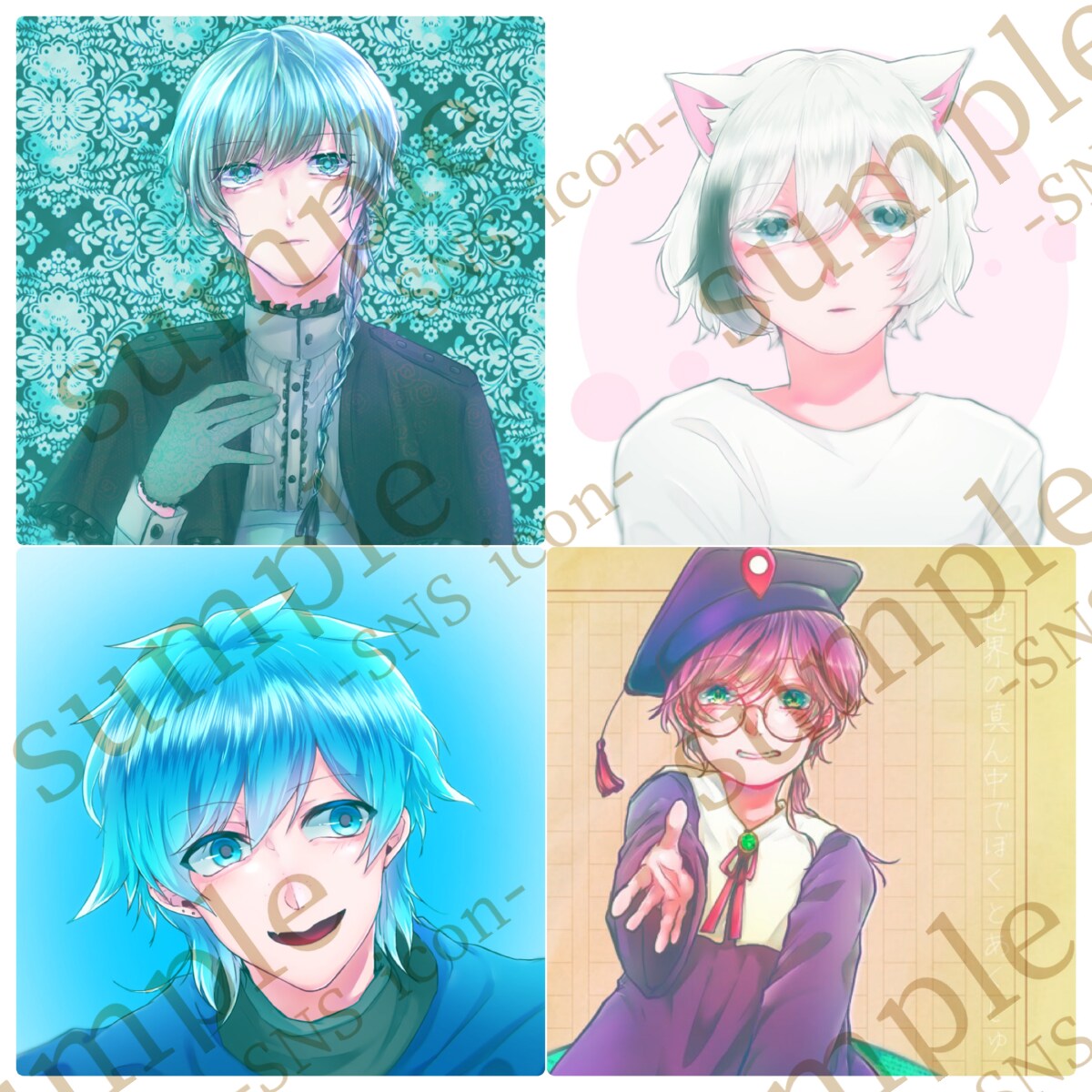 オリジナルSNSアイコン等お描きします アニメキャラとのペアアイコン、フラワースタンドも承ります！ イメージ2