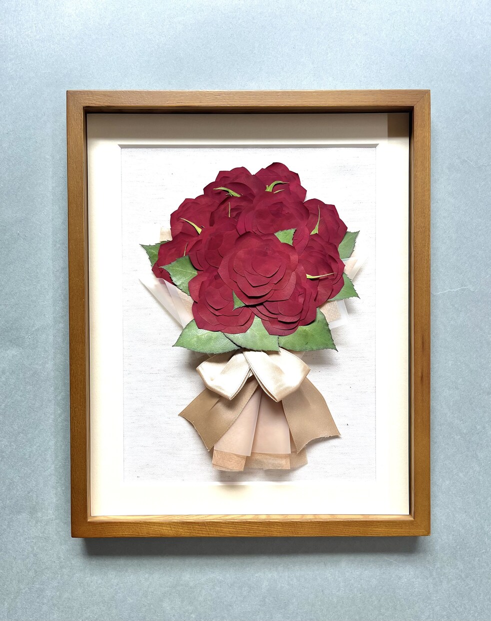 プロポーズのバラ花束ブーケを押し花に加工残します 折に触れて想い出す記念のお花を押し花額に。 イメージ1