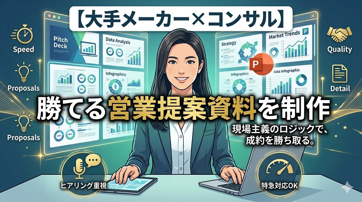 大手メーカー×コンサル！勝てる営業提案資料作ります 現場目線×コンサル流ロジックで、あなたの提案を「動く資料」へ イメージ1