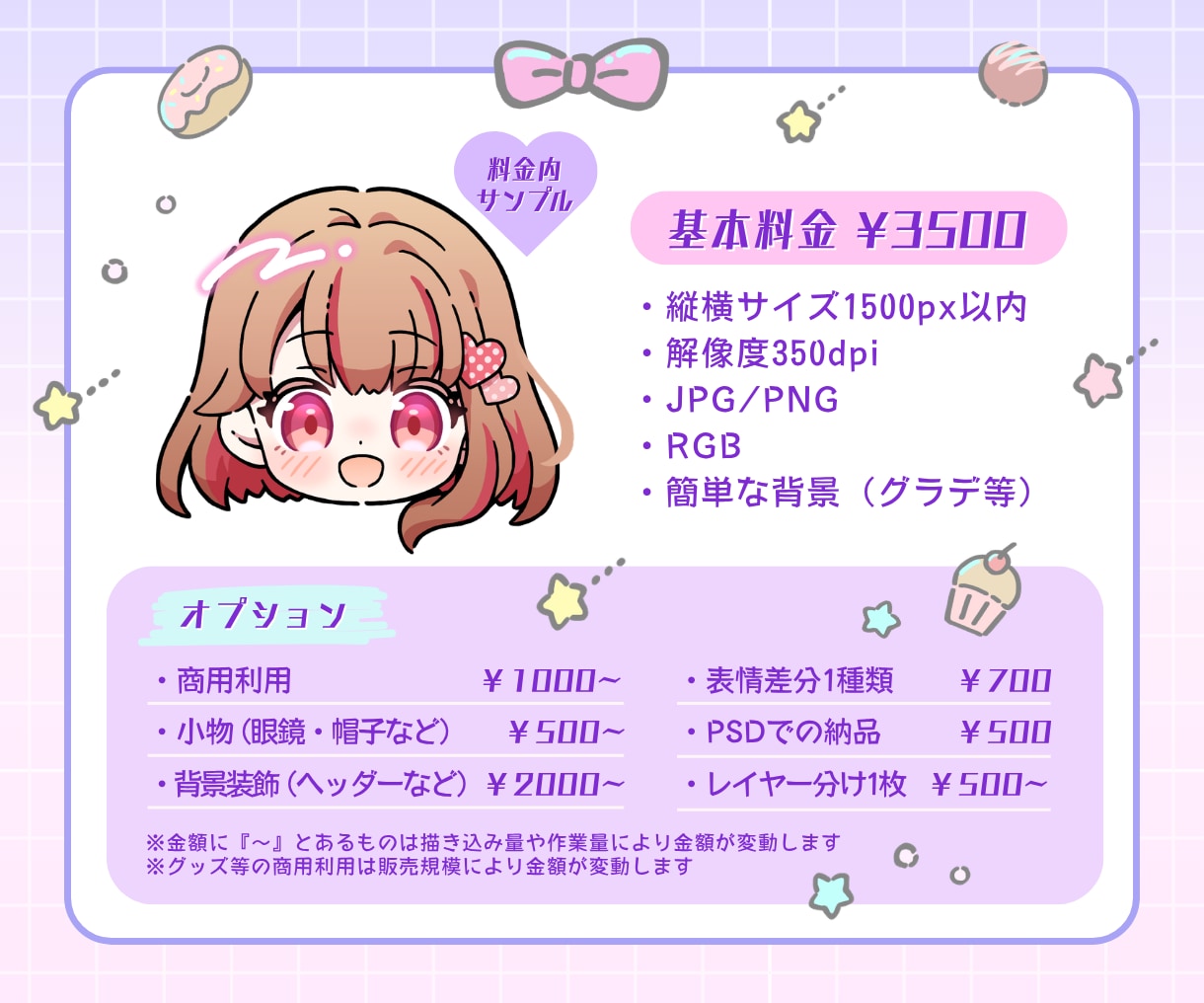かわいいミニキャラのお顔イラストを制作します SNSアイコン・グッズなどに♪お顔メインのミニキャライラスト イメージ2