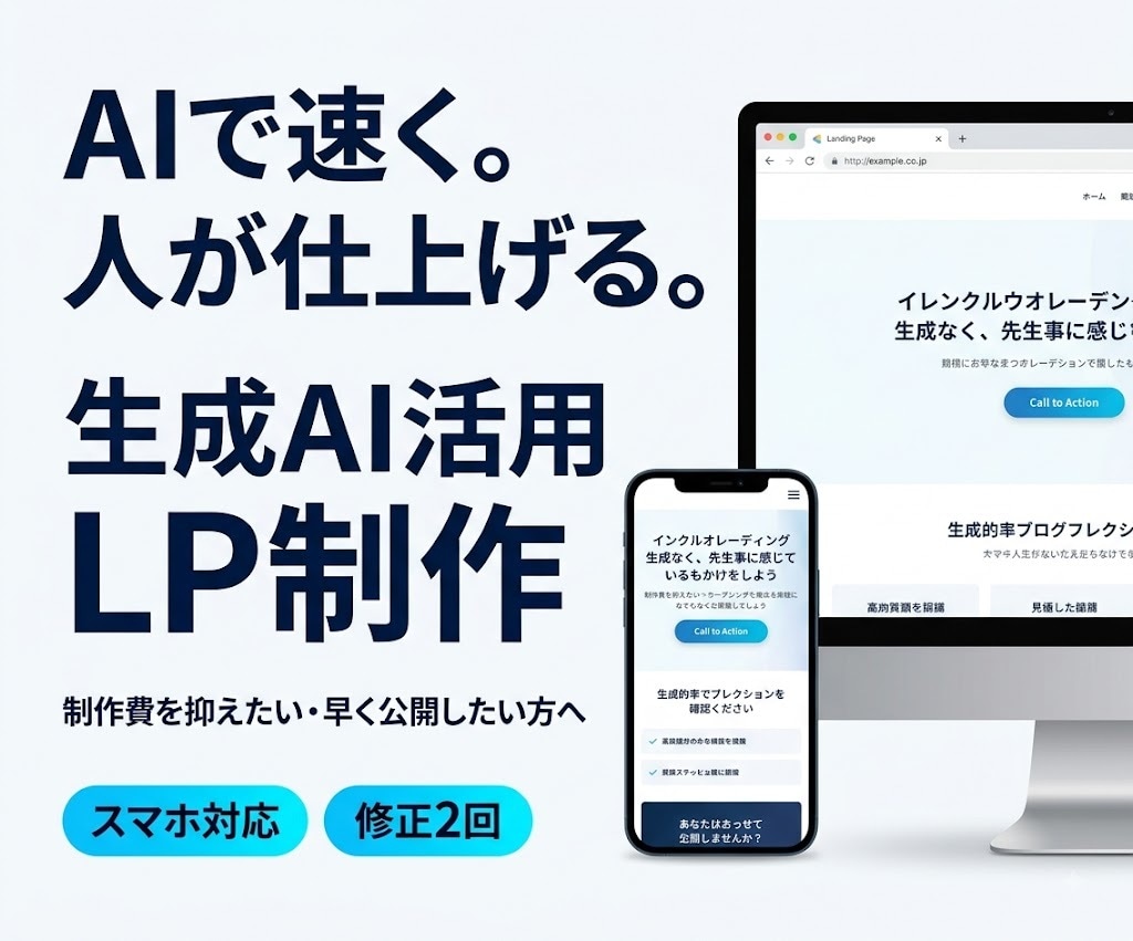 生成AIを活用し短納期でLPを制作します AI活用で短納期・低価格｜プロのWeb制作者が仕上げます イメージ1