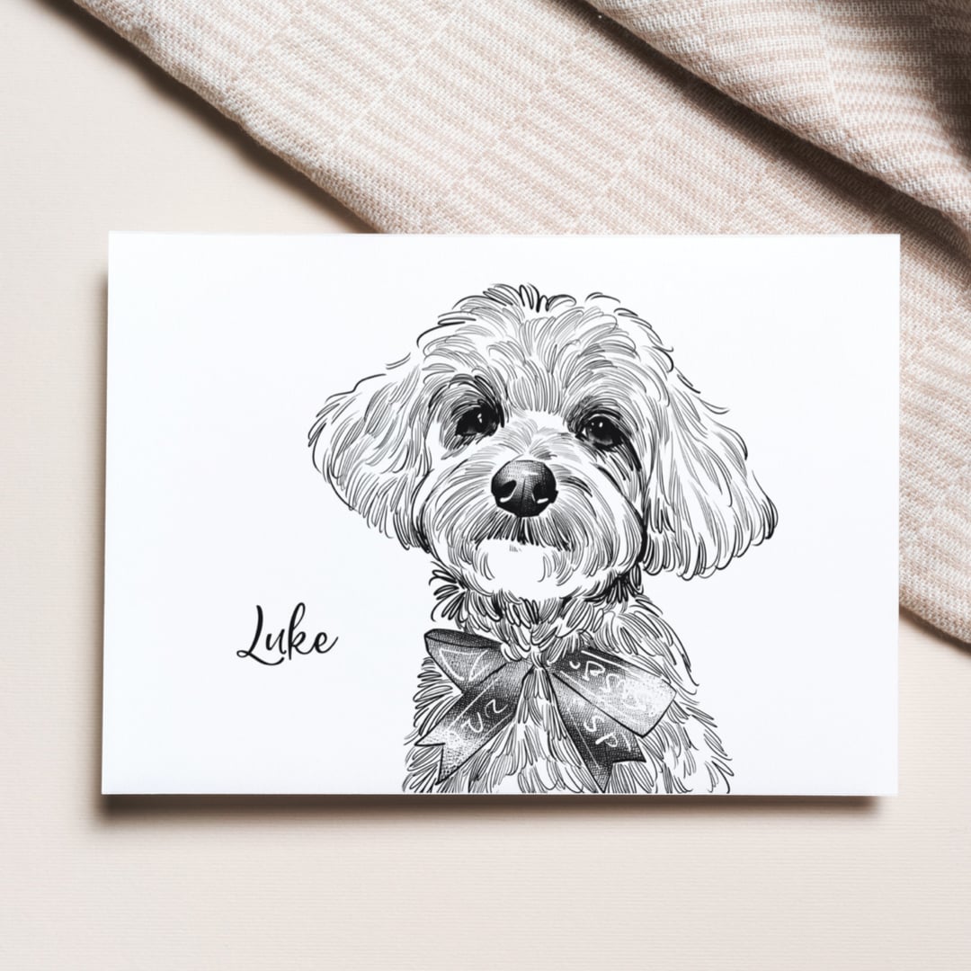 うちの子ペットをモノクロ似顔絵にします 犬・猫のお写真をシンプルでおしゃれなモノクロイラストに イメージ3