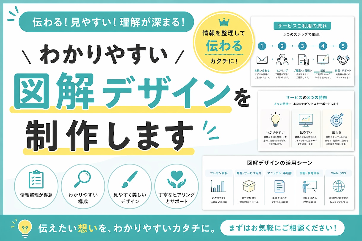 わかりやすい図解デザイン資料を制作します 難しい話を、伝わる図にデザインします イメージ1