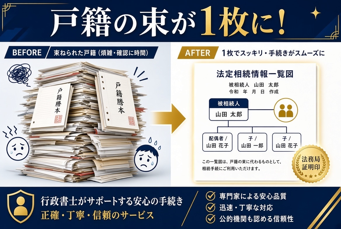 コスパ最強　法定相続情報一覧図を作成します 戸籍の束→1枚で銀行・法務局の手続きが超スムーズ イメージ1