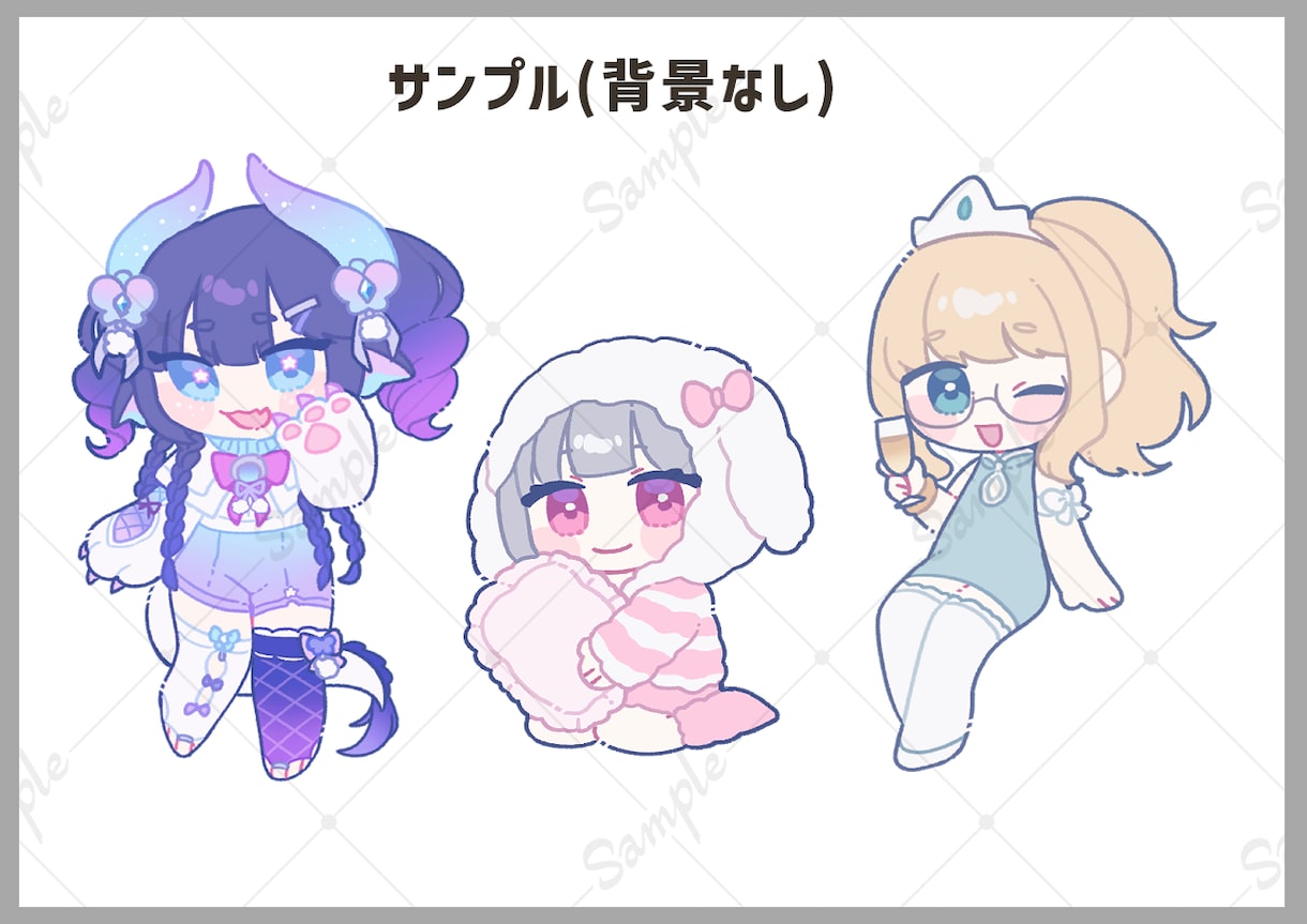 Aタイプ☆ゆるいデフォルメイラスト作成します 商用利用も可◎可愛いイラストお描きします！ イメージ4