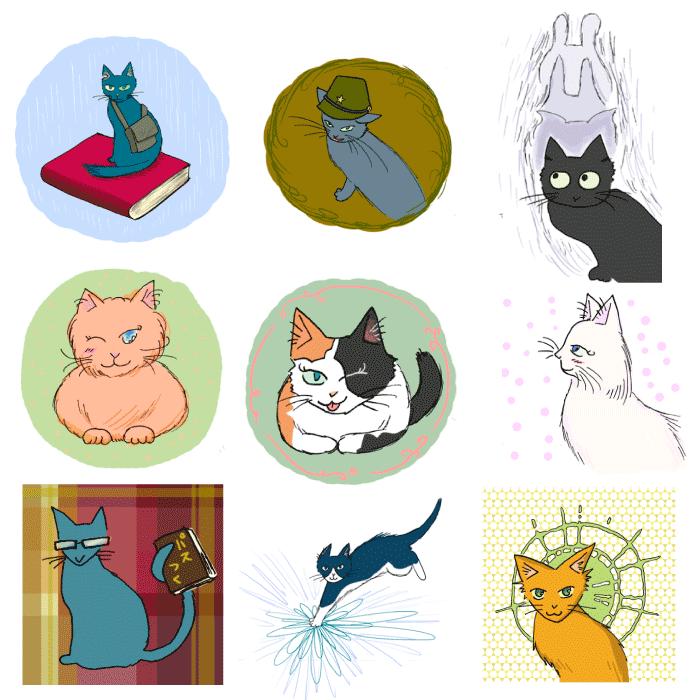 お洒落でかわいい猫のアイコンを描きます アイキャッチやSNSアイコン、マスコットにいかがですか？ イメージ1