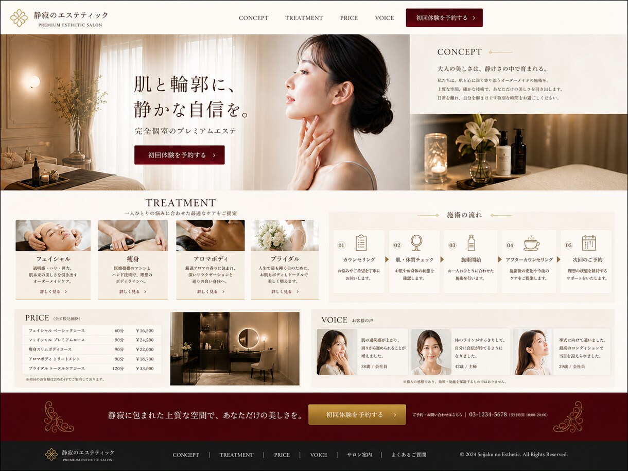 美容・女性向けLPサイトを制作します 高級感のあるフェミニンデザインで集客をサポート イメージ2