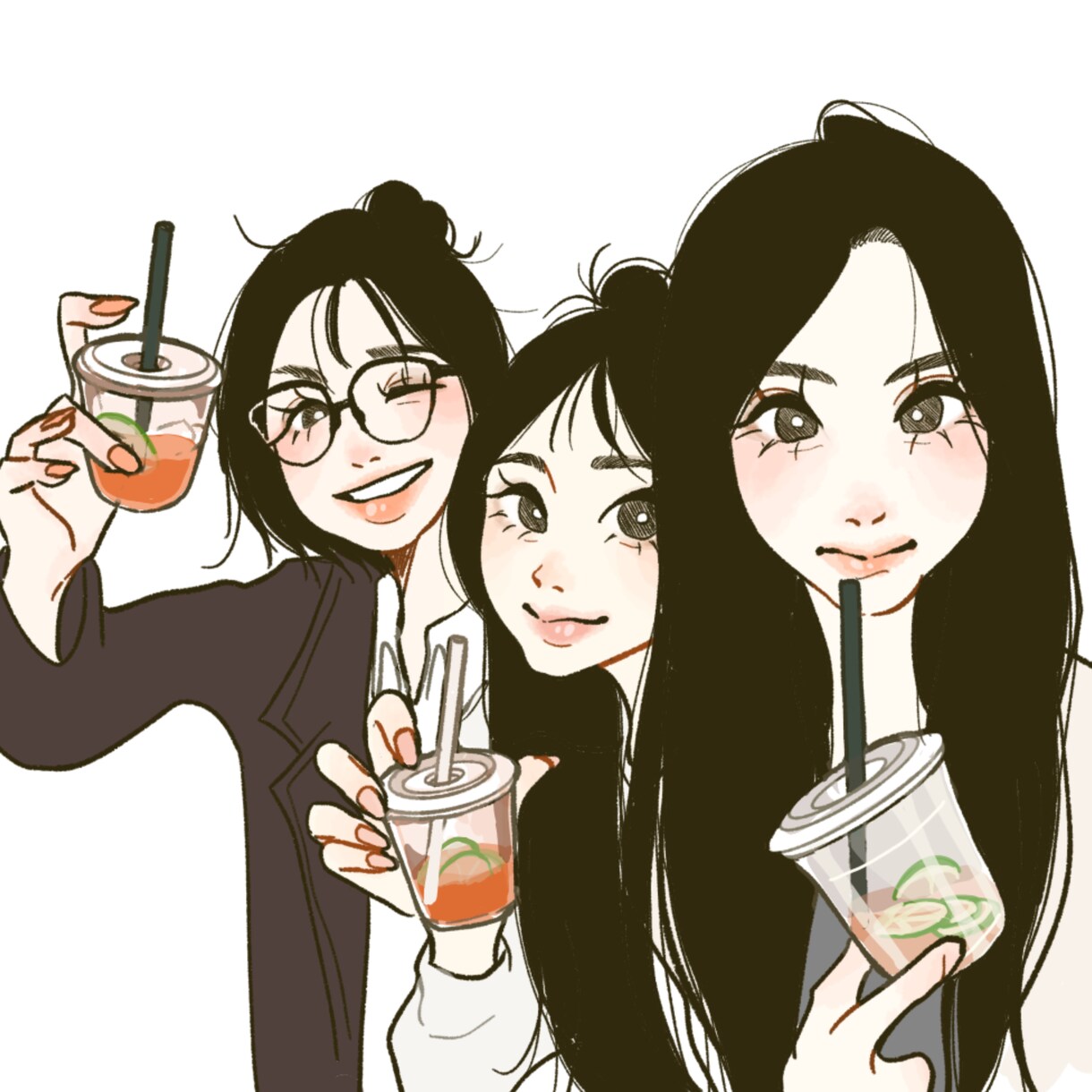 韓国風な女の子描きます おしゃれで柔らかい雰囲気♡各種SNSの印象UPに最適です！ イメージ1