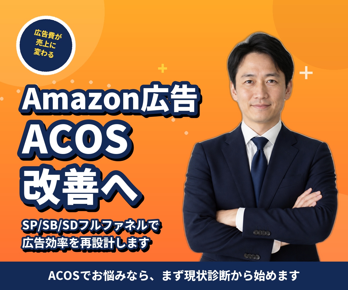 Amazon広告ACOS改善を3ヶ月伴走します SP/SB/SDフルファネル運用で広告効率を再設計 イメージ1