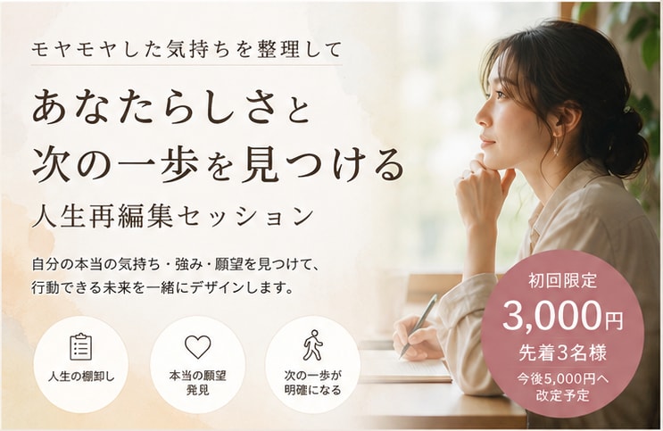 やりたいことが分からない方の頭を整理します 自分らしさと本当の願望を見つけ次の一歩をつくる90分 イメージ1