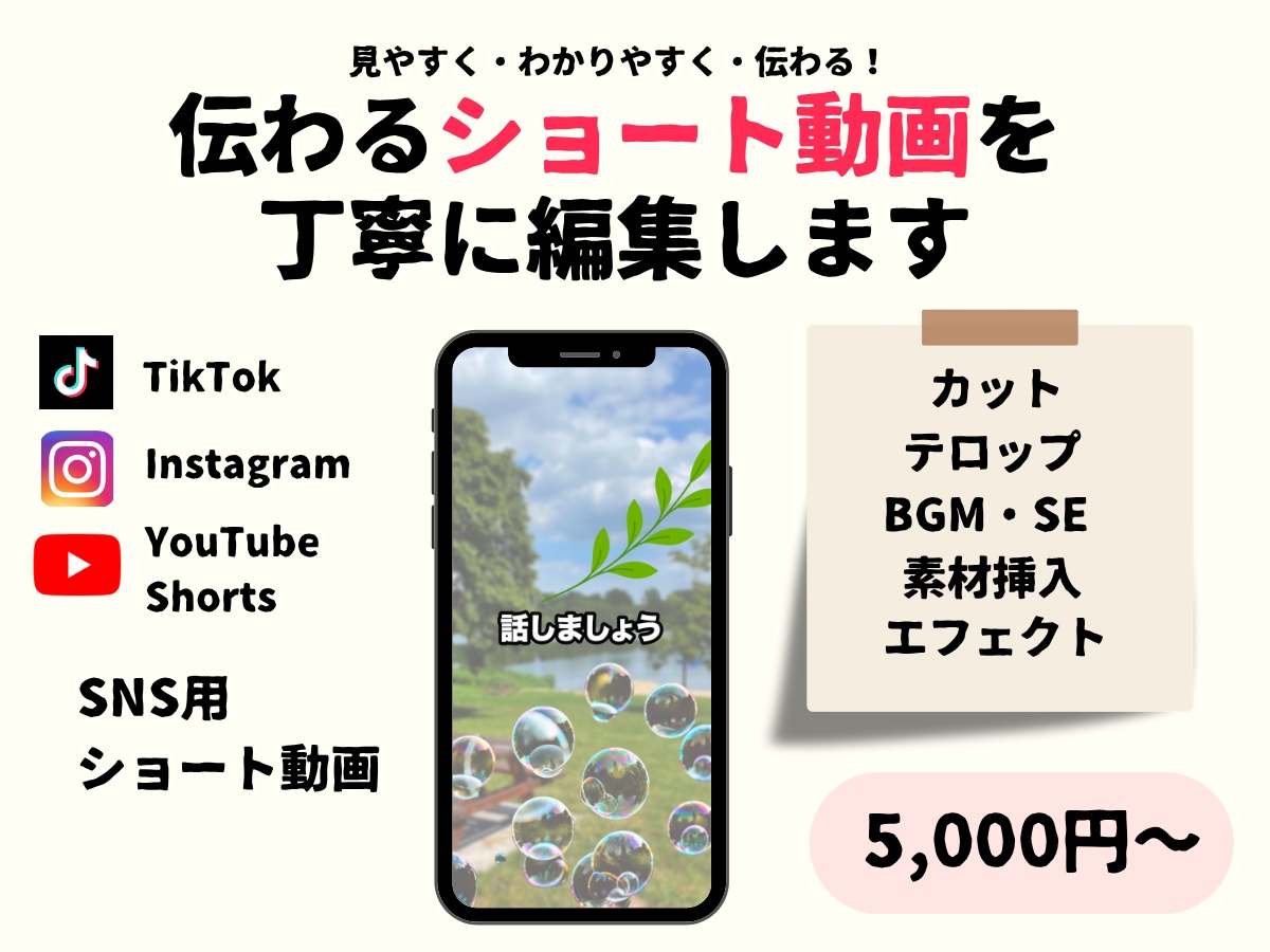 伝わる動画を丁寧に編集します SNS用ショート動画を見やすく仕上げます イメージ1