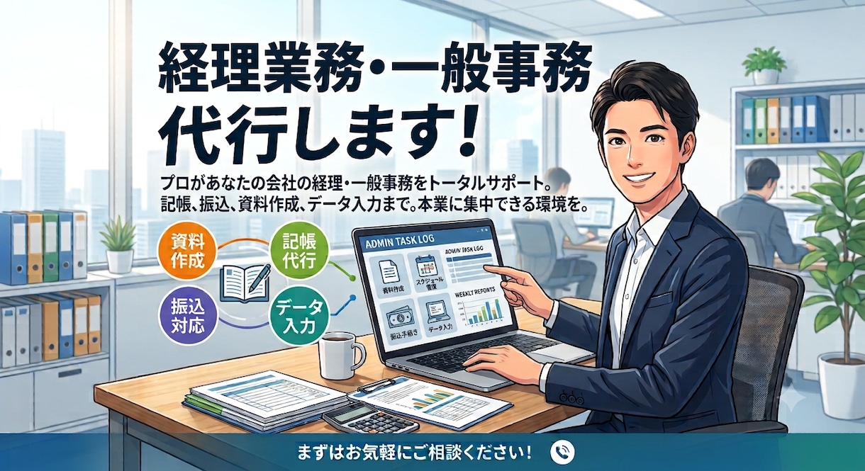 経理業務を代行します 振込・データ入力・請求書処理など イメージ1