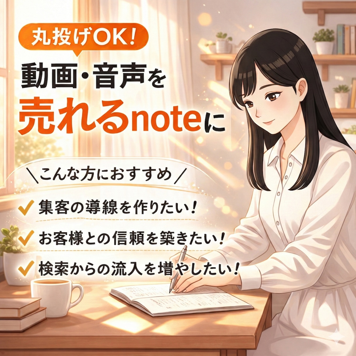 動画や音声を「資産」に変える、noteを執筆します 丸投げOK！シナリオライターの構成力で、共感設計します！ イメージ1